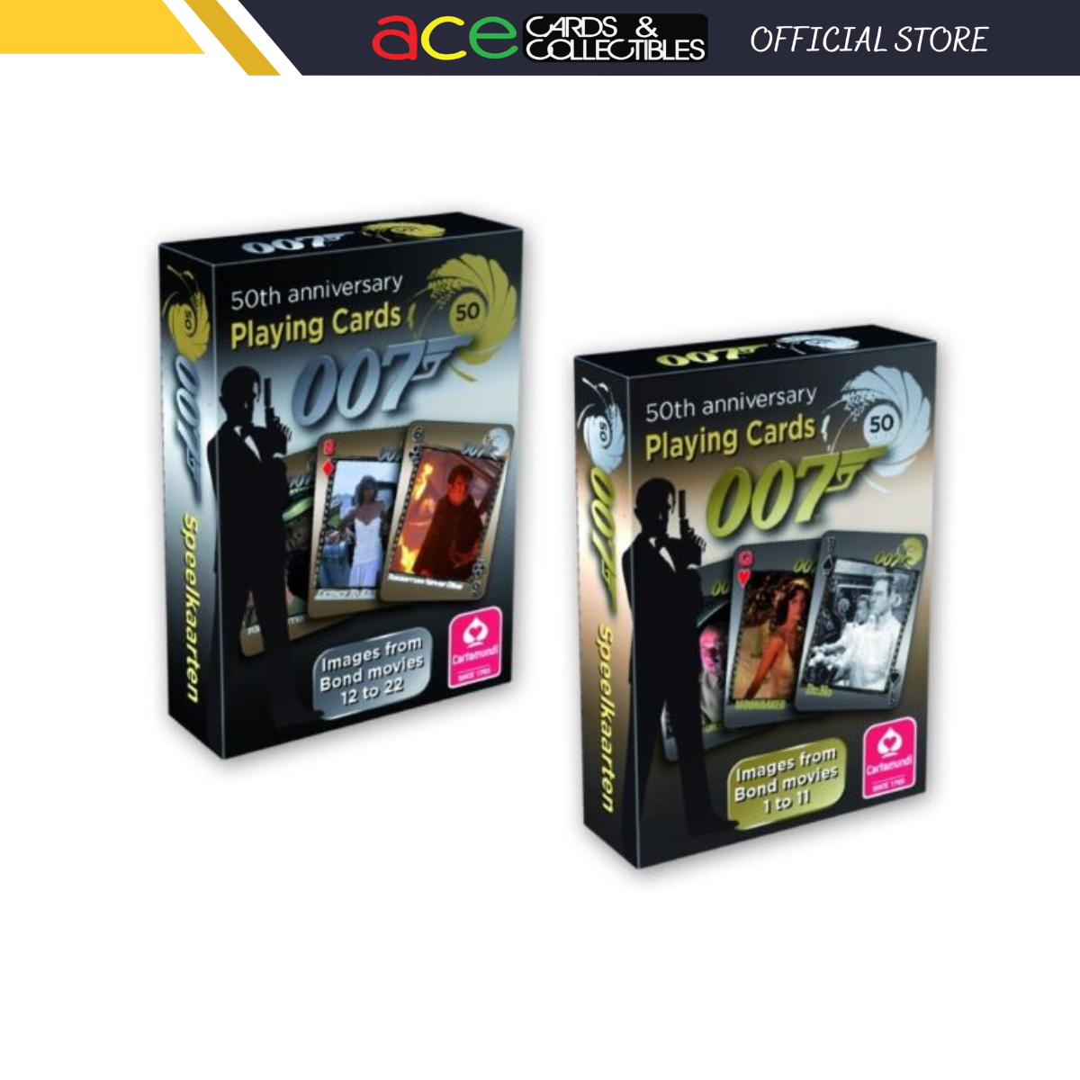 James Bond 50th Anniversary Playing Cards with Images from Bond Movies-Gold 1 To 11-Cartamundi-Ace Cards &amp; Collectibles