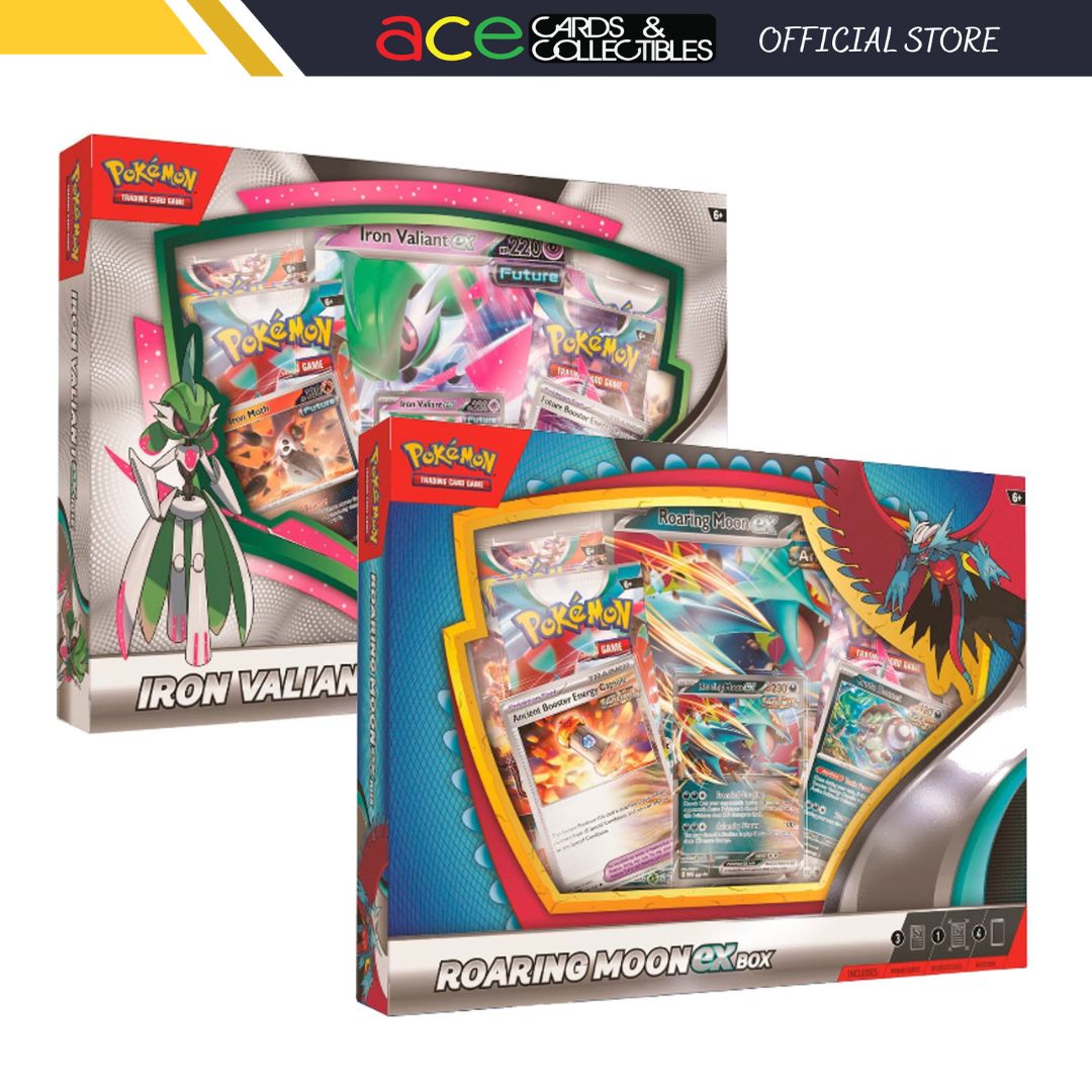 Pokemon TCG: Scarlet &amp; Violet Paradox Rift Ex Box — Roaring Moon / Iron Valiant-Both Design-The Pokémon Company International-Ace Cards &amp; Collectibles