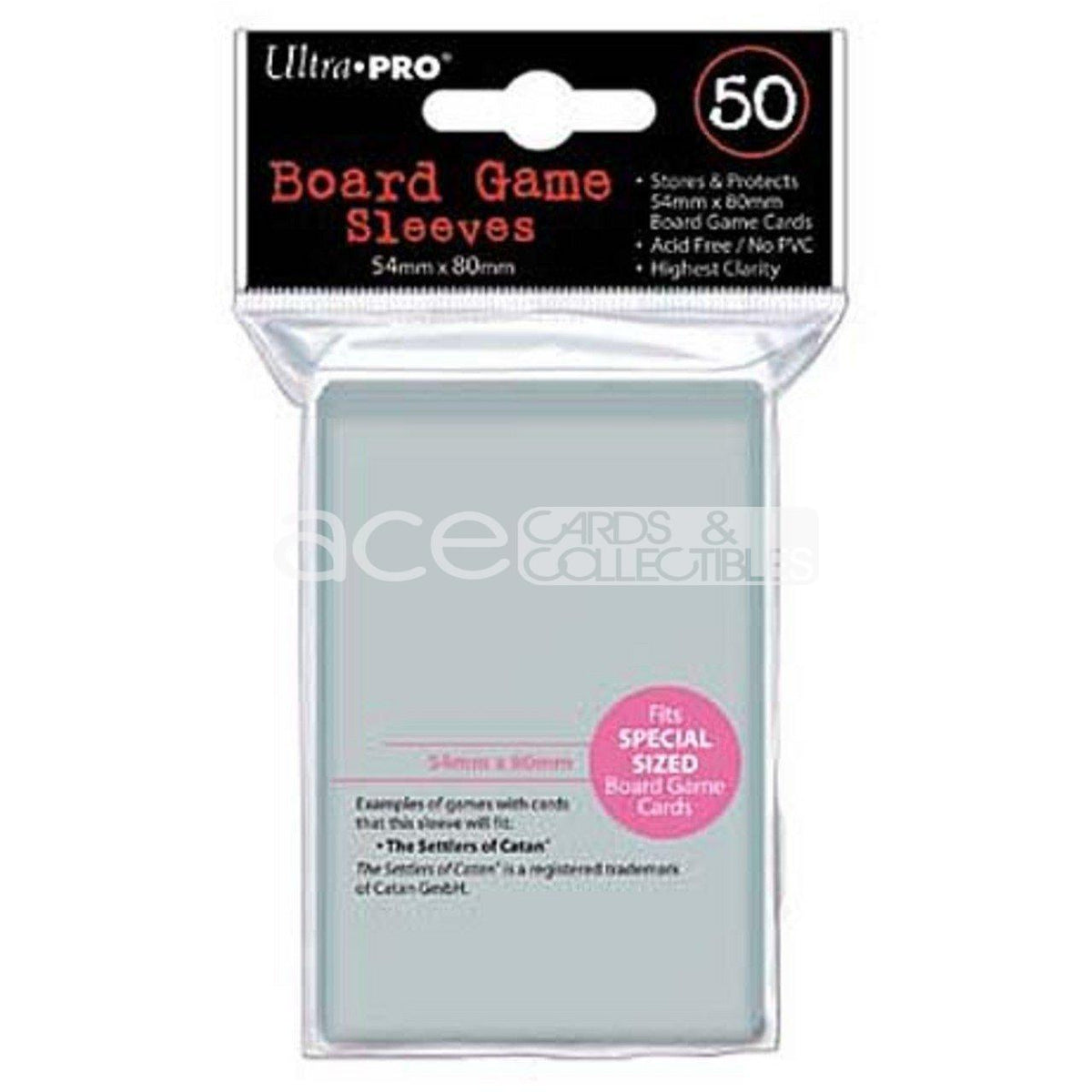 Ultra PRO Board Game Card Sleeve 50ct Fits Special Sized [54mm X 80mm] (Clear)-Ultra PRO-Ace Cards &amp; Collectibles