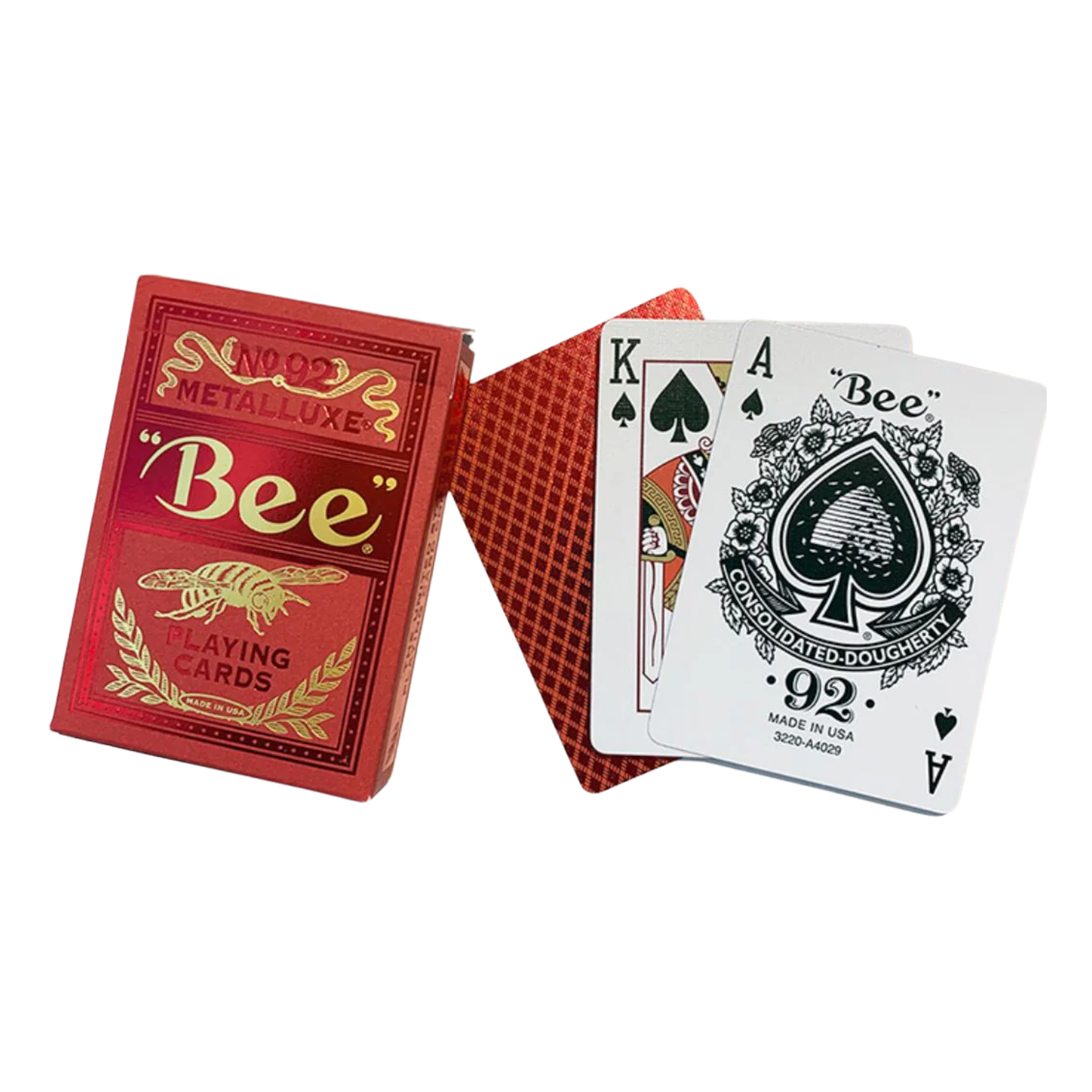 Bee No 92 Club Red Metalluxe Deck Playing Cards-United States Playing Cards Company-Ace Cards & Collectibles