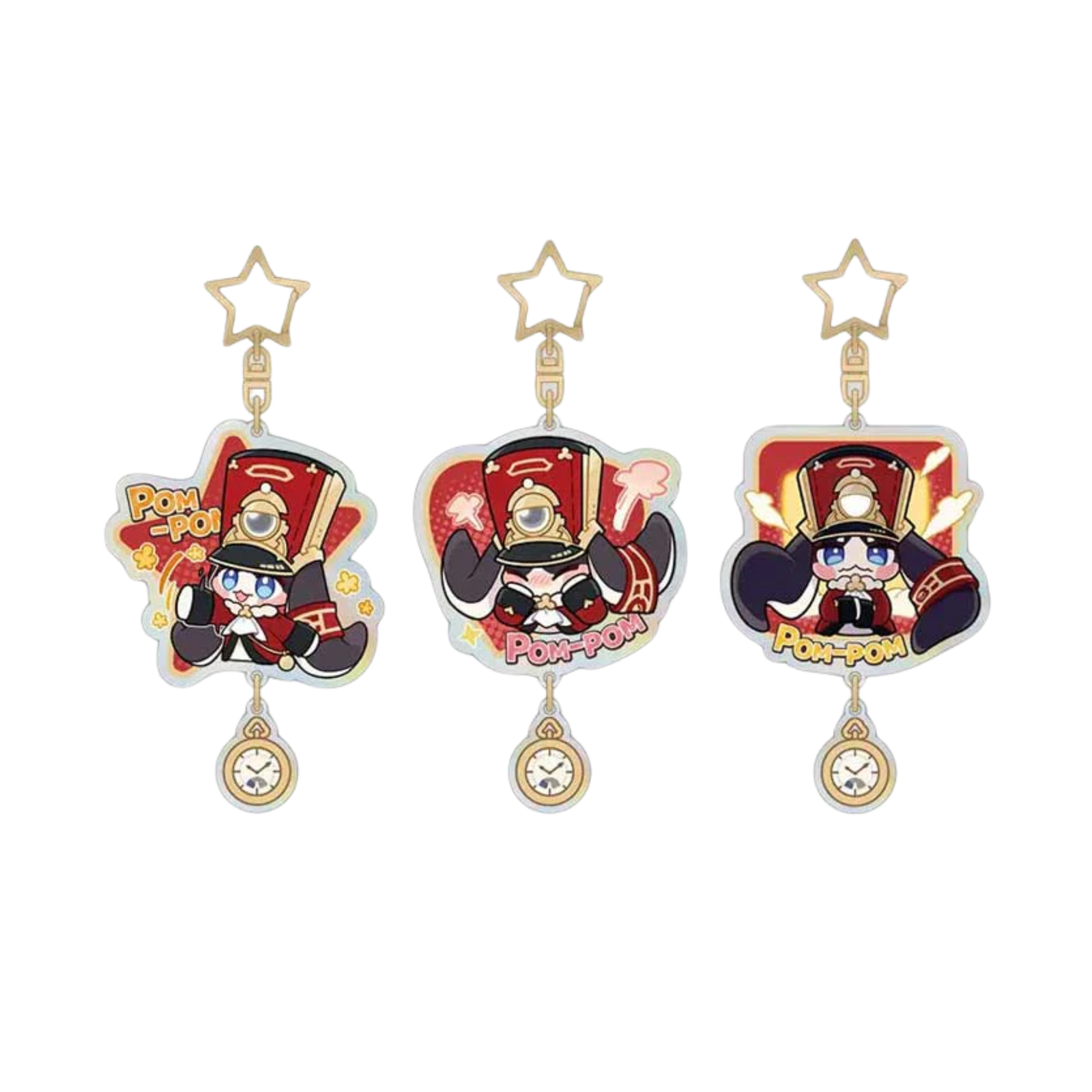 Honkai: Star Rail Pom Pom Sticker Keychain-Happy-miHoYo-Ace Cards & Collectibles