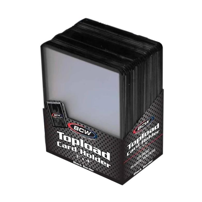 BCW Toploader Card Holder Standard 3&quot; x 4&quot; One Pack 25pcs [ Clear / Black Border ]-One Pack-Black 25pcs-BCW Supplies-Ace Cards &amp; Collectibles