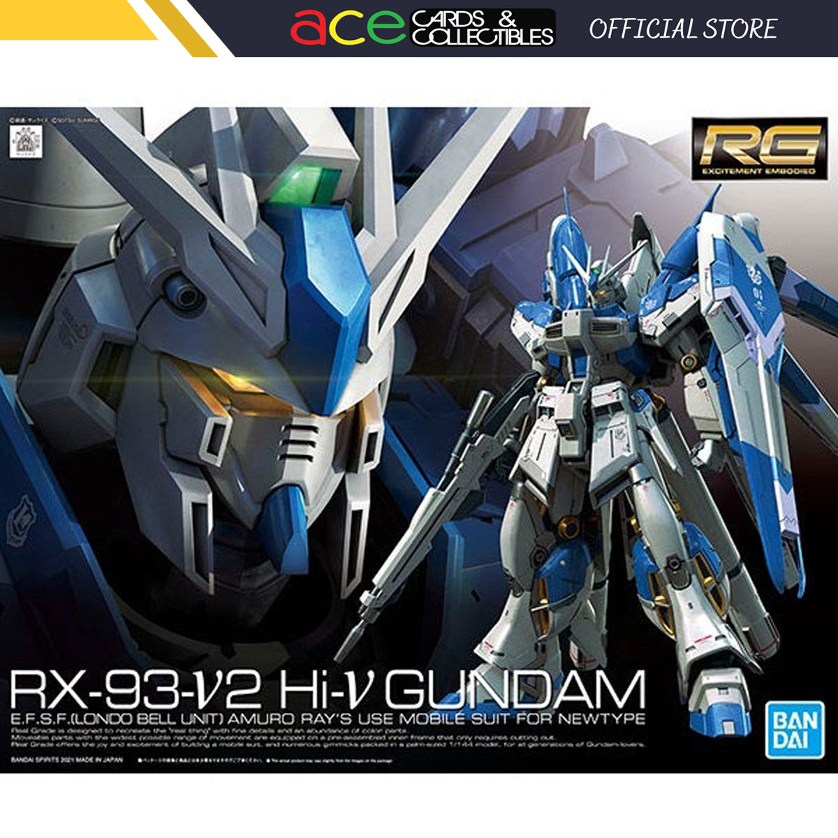Gunpla RG 1/144 Hi-Nu (Hi-V) Gundam-Bandai-Ace Cards & Collectibles