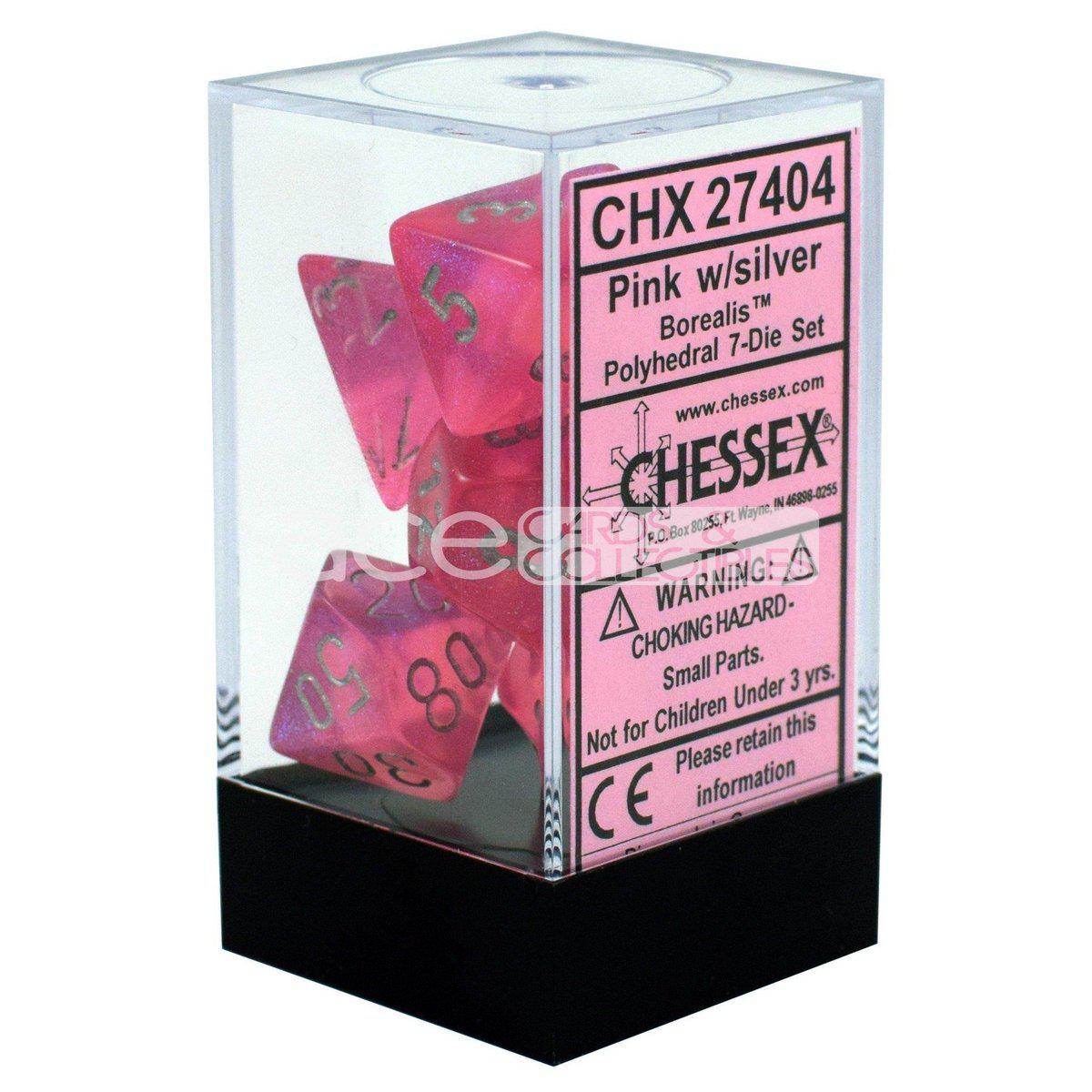 Chessex Borealis™ Polyhedral 7pcs Dice (Pink/Silver) [CHX27404]-Chessex-Ace Cards & Collectibles