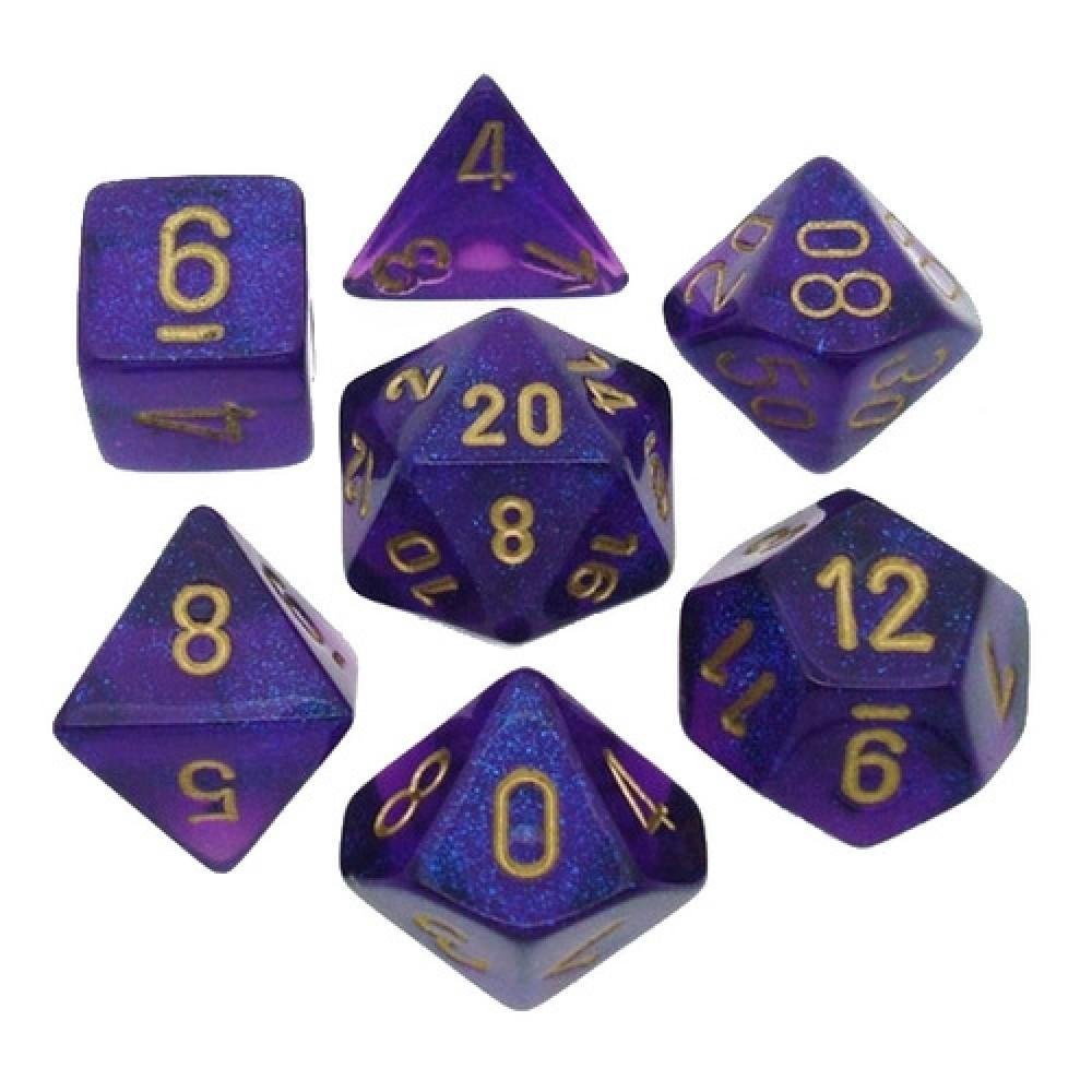 Chessex Borealis™ Polyhedral 7pcs Dice (Royal Purple/Gold) [CHX27467]-Chessex-Ace Cards & Collectibles