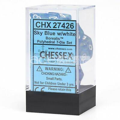 Chessex Borealis™ Polyhedral 7pcs Dice (Sky Blue/White) [CHX27426]-Chessex-Ace Cards &amp; Collectibles