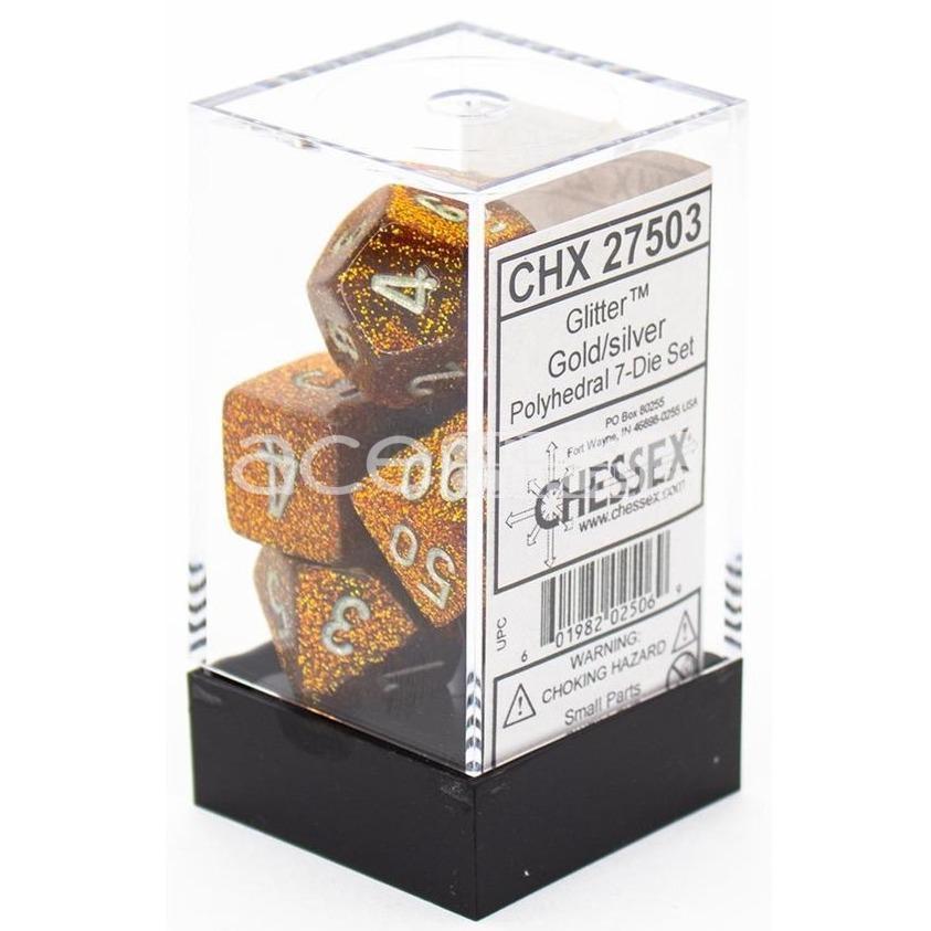 Chessex Glitter™ Polyhedral 7pcs Dice (Gold/Silver) [CHX27503]-Chessex-Ace Cards &amp; Collectibles