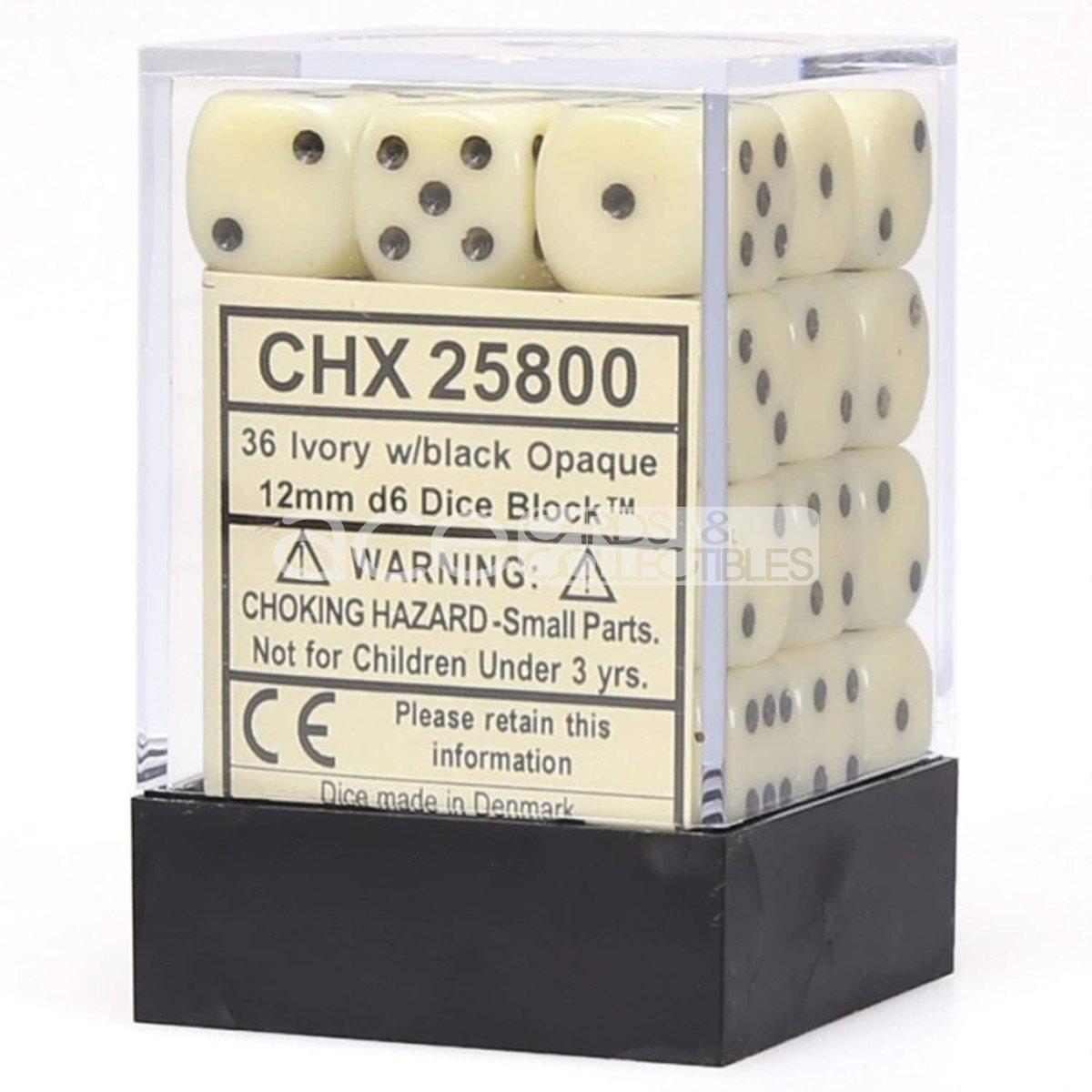 Chessex Opaque 12mm d6 36pcs Dice (Ivory/Black) [CHX25800]-Chessex-Ace Cards & Collectibles