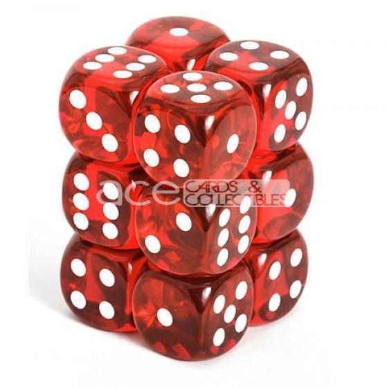Chessex Translucent 16mm d6 12pcs Dice (Red/White) [CHX23604]-Chessex-Ace Cards & Collectibles