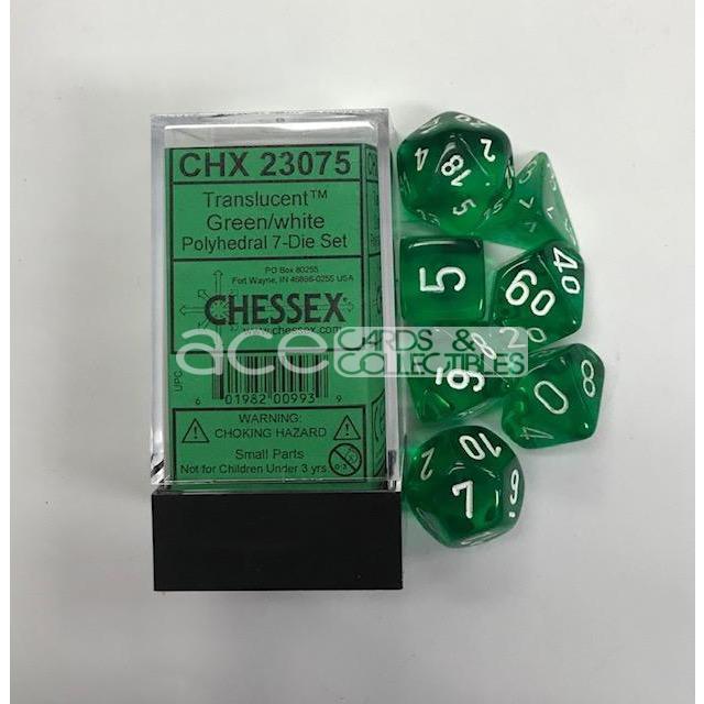 Chessex Translucent Polyhedral 7pcs Dice (Green/White) [CHX23075]-Chessex-Ace Cards & Collectibles