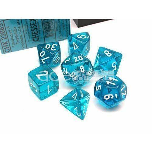 Chessex Translucent Polyhedral 7pcs Dice (Teal/White) [CHX23085]-Chessex-Ace Cards & Collectibles