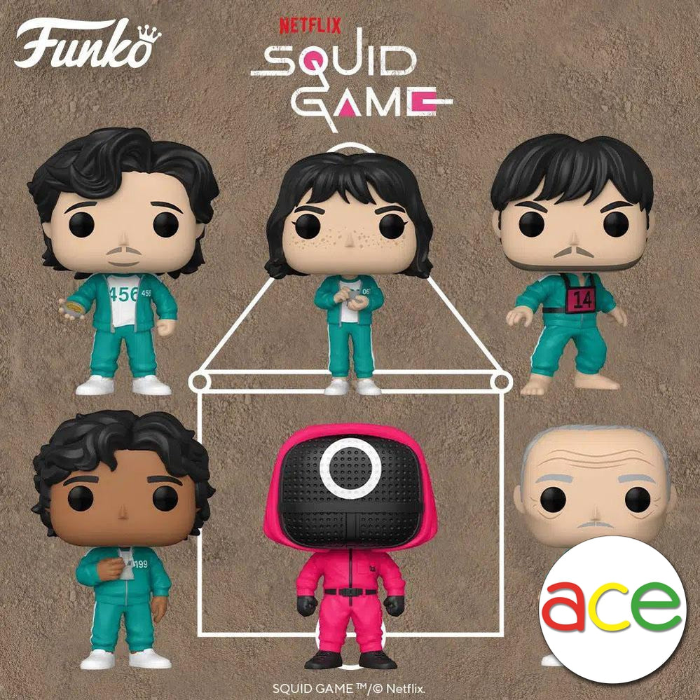 Funko Pop! TV: Squid Game (Ali / Gi-Hun / Il-nam / Sea-byeak / Sang-woo / Red Soldier - Masked Worker Circle / Masked Manager Square)-Complete Set of 7-Funko-Ace Cards &amp; Collectibles