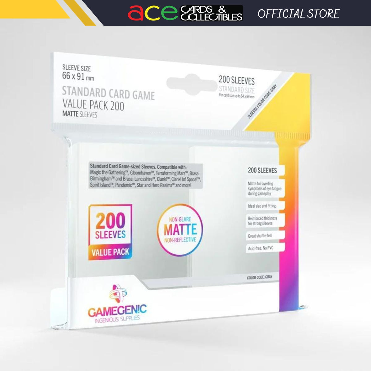 Gamegenic Sleeve Standard Card Game “Value Pack 200 ~ Matte Sleeve”-Gamegenic-Ace Cards & Collectibles