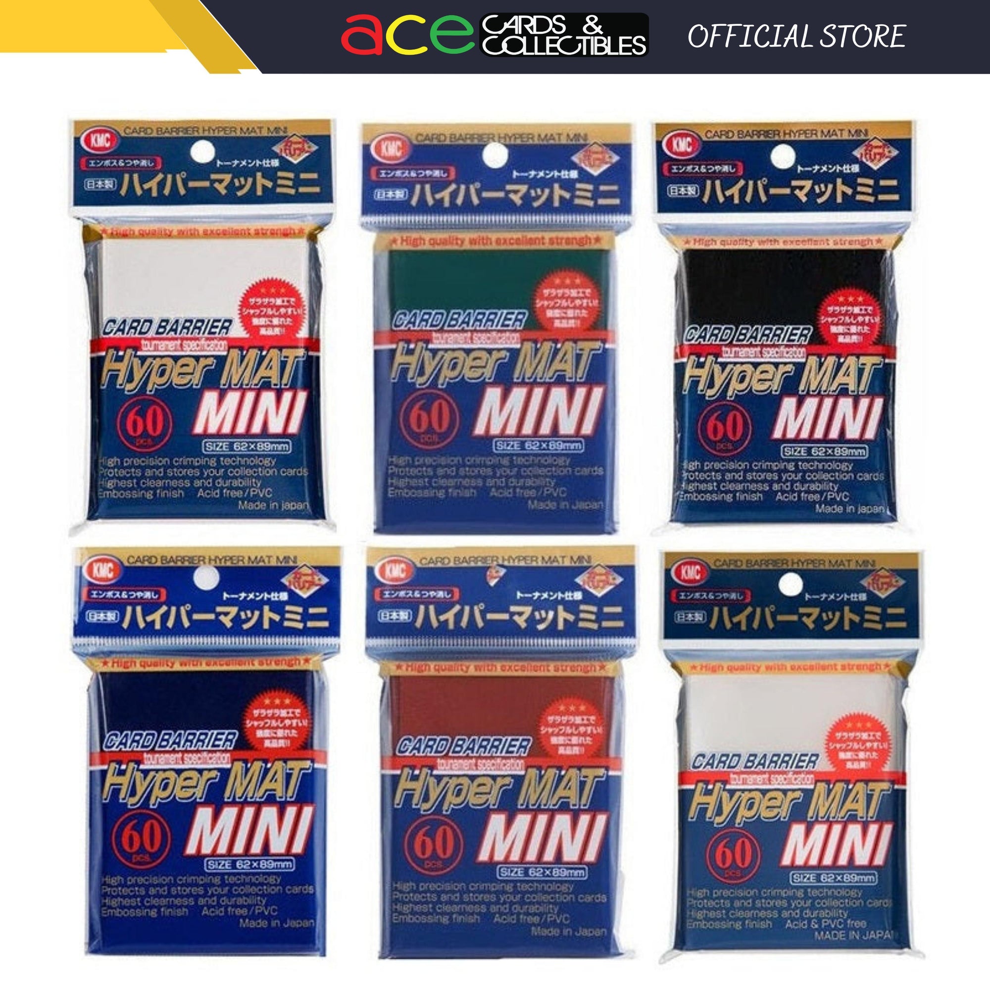 KMC Sleeve Hyper Mat Mini Size 60pcs - Color Sleeve ( Japanese Size )-Mat Mini Clear-KMC-Ace Cards & Collectibles
