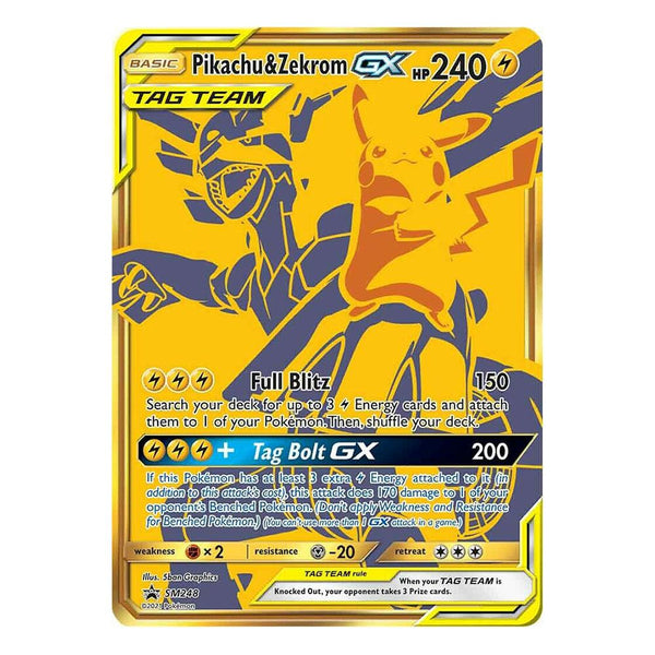 Pokemon Tag Team Tin Pikachu & Zekrom- TCG: Sun & Moon- Contains 4 Booster  Packs & Featuring 1 Special Art Pikachu & Zekrom-GX Foil Card