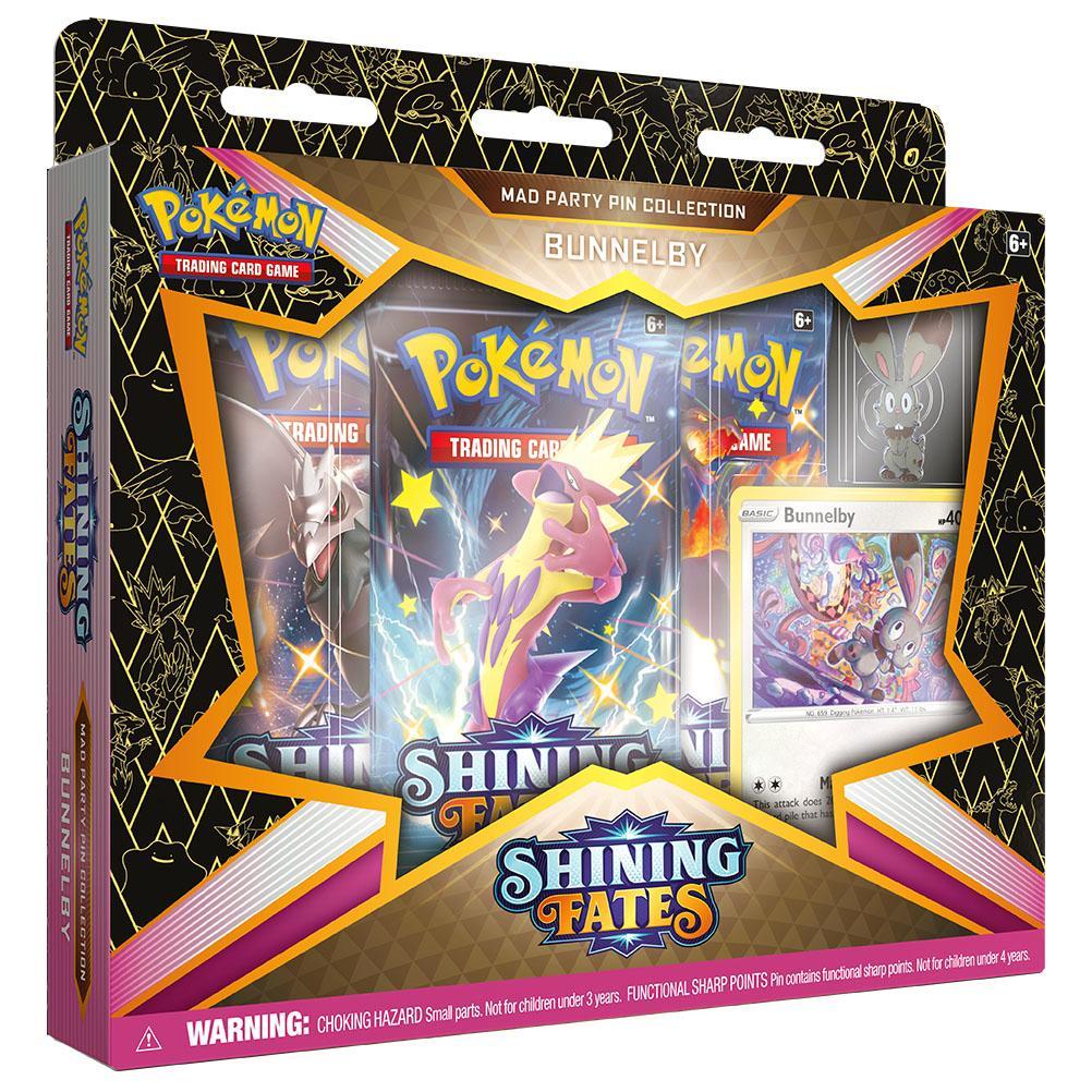 Pokemon TCG: Sword Shield SWSH 4.5 Shining Fates: Mad Party Pin Collection-Bunnelby-The Pokémon Company International-Ace Cards &amp; Collectibles