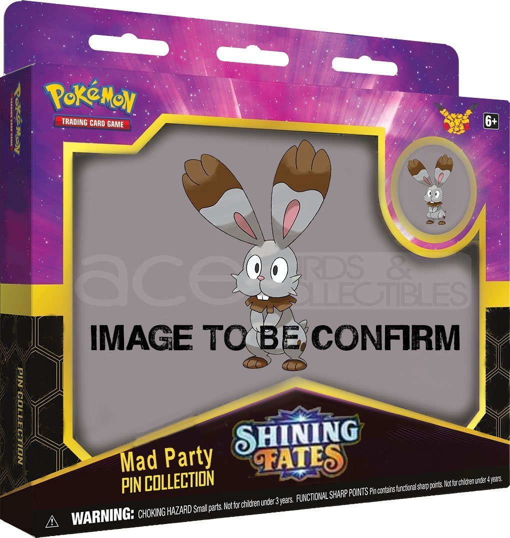 Pokemon TCG: Sword Shield SWSH 4.5 Shining Fates: Mad Party Pin Collection-Complete All 4Design-The Pokémon Company International-Ace Cards &amp; Collectibles