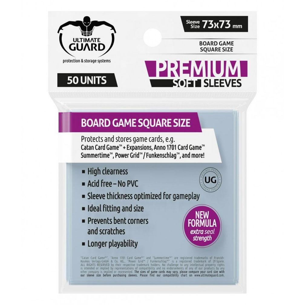 Ultimate Guard Premium Board Game Card Sleeve 50pcs Square Size [73mm X 73mm] (Clear)-Ultra PRO-Ace Cards & Collectibles