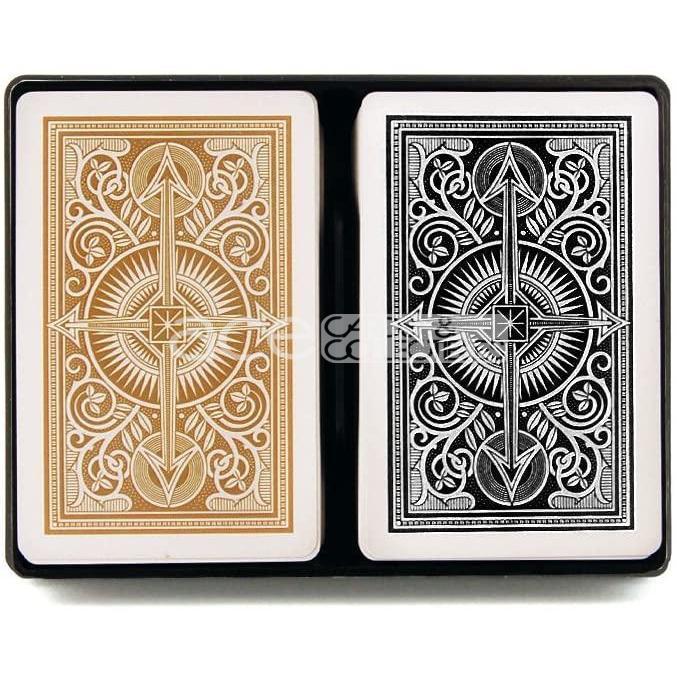 Kem Plastic Standard Index Playing Cards (Pack of 2)-Arrow Black/Gold-United States Playing Cards Company-Ace Cards &amp; Collectibles