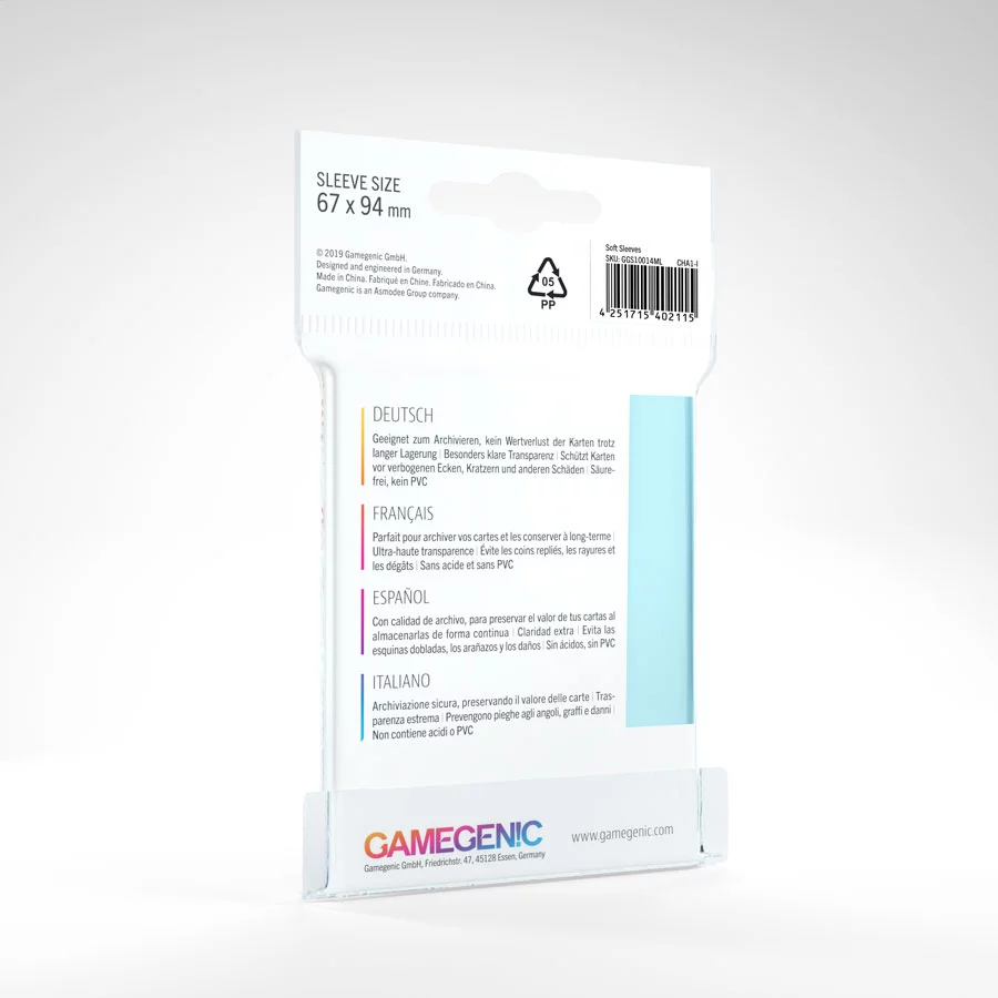 Gamegenic Sleeve Standard Size 100pcs "Soft Sleeves" (Penny Sleeve)