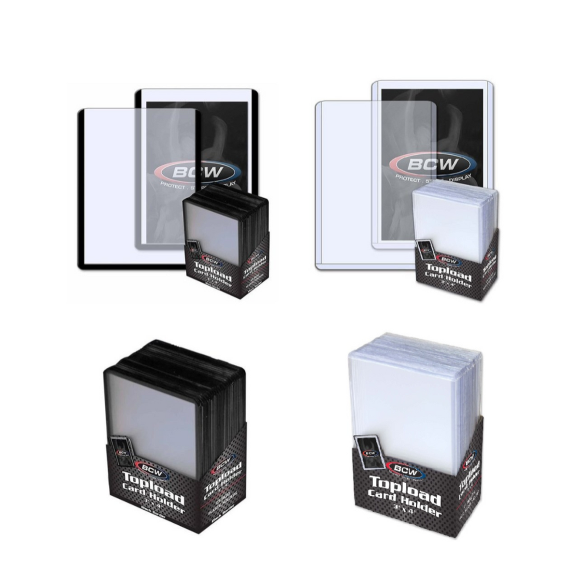BCW Toploader Card Holder Standard 3" x 4" One Pack 25pcs [ Clear / Black Border ]-One Pack-Clear 25pcs-BCW Supplies-Ace Cards & Collectibles