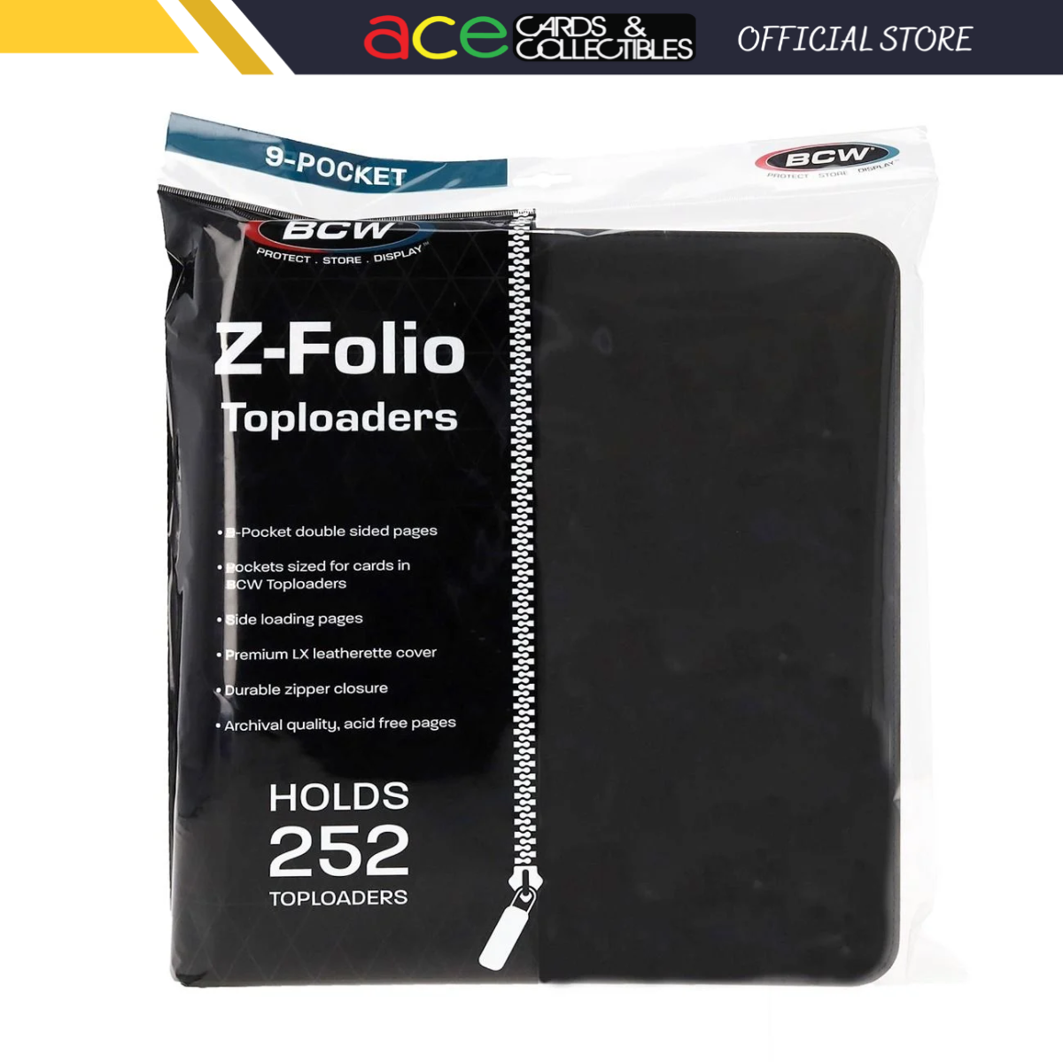 BCW Z Folio 9-Pocket LX -Toploader - Black-BCW Supplies-Ace Cards &amp; Collectibles
