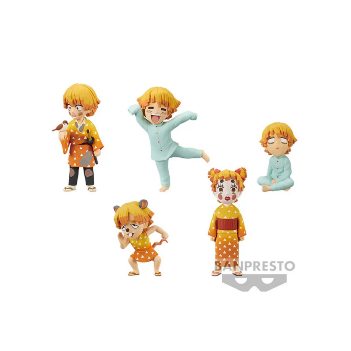 Demon Slayer: Kimetsu no Yaiba World Collectable Figure - Zenitsu Agatsuma Collection-Completed Set of 5-Bandai-Ace Cards & Collectibles