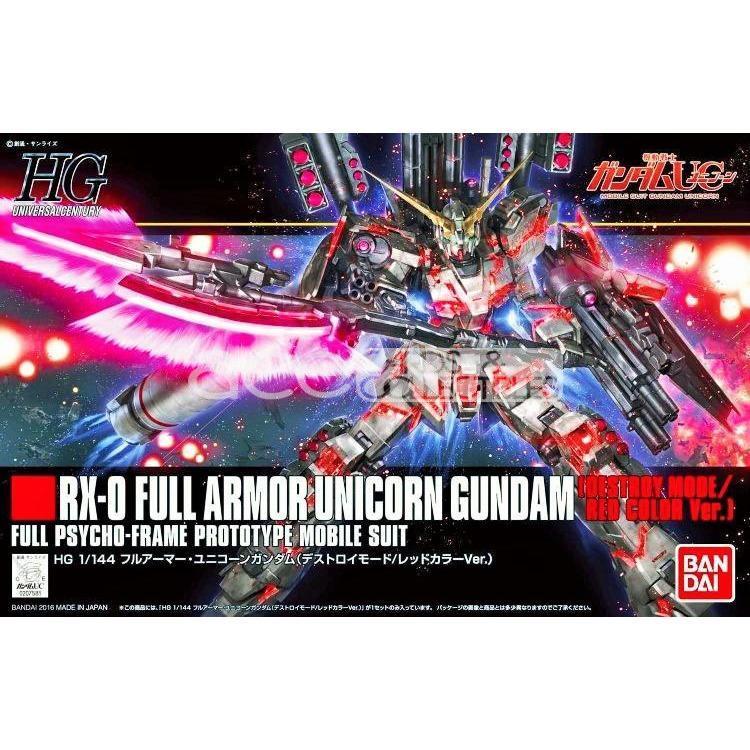 Gunpla HG 1/144 RX-0 Full Armor Unicorn Gundam (Destroy Mode / Red Color Ver.)-Bandai-Ace Cards &amp; Collectibles