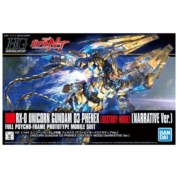 Gunpla HGUC 1/144 Unicorn Gundam 03 Phenex (Destroy Mode)(Narrative Ver.)-Bandai-Ace Cards & Collectibles