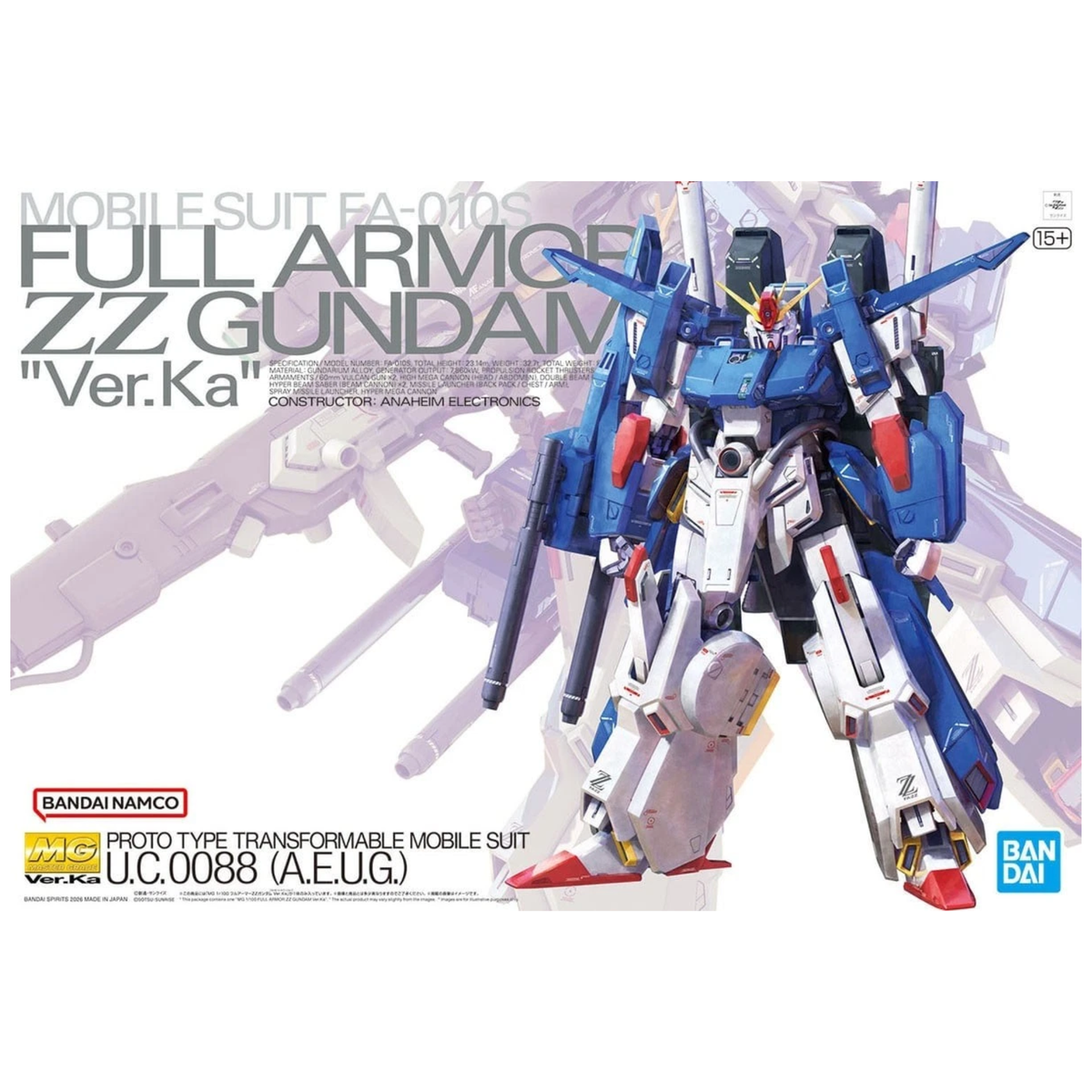 Gunpla MG 1/100 Full Armor ZZ Gundam Ver. Ka-Bandai-Ace Cards & Collectibles
