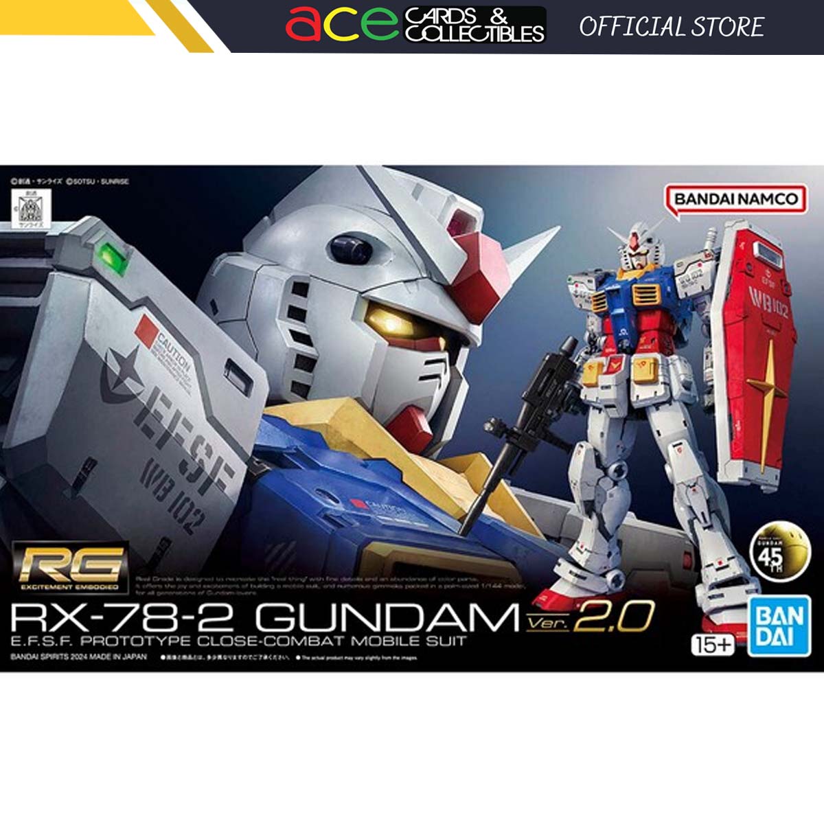 Gunpla RG 1/144 RX-78-2 Gundam Ver.2.0-Bandai-Ace Cards &amp; Collectibles