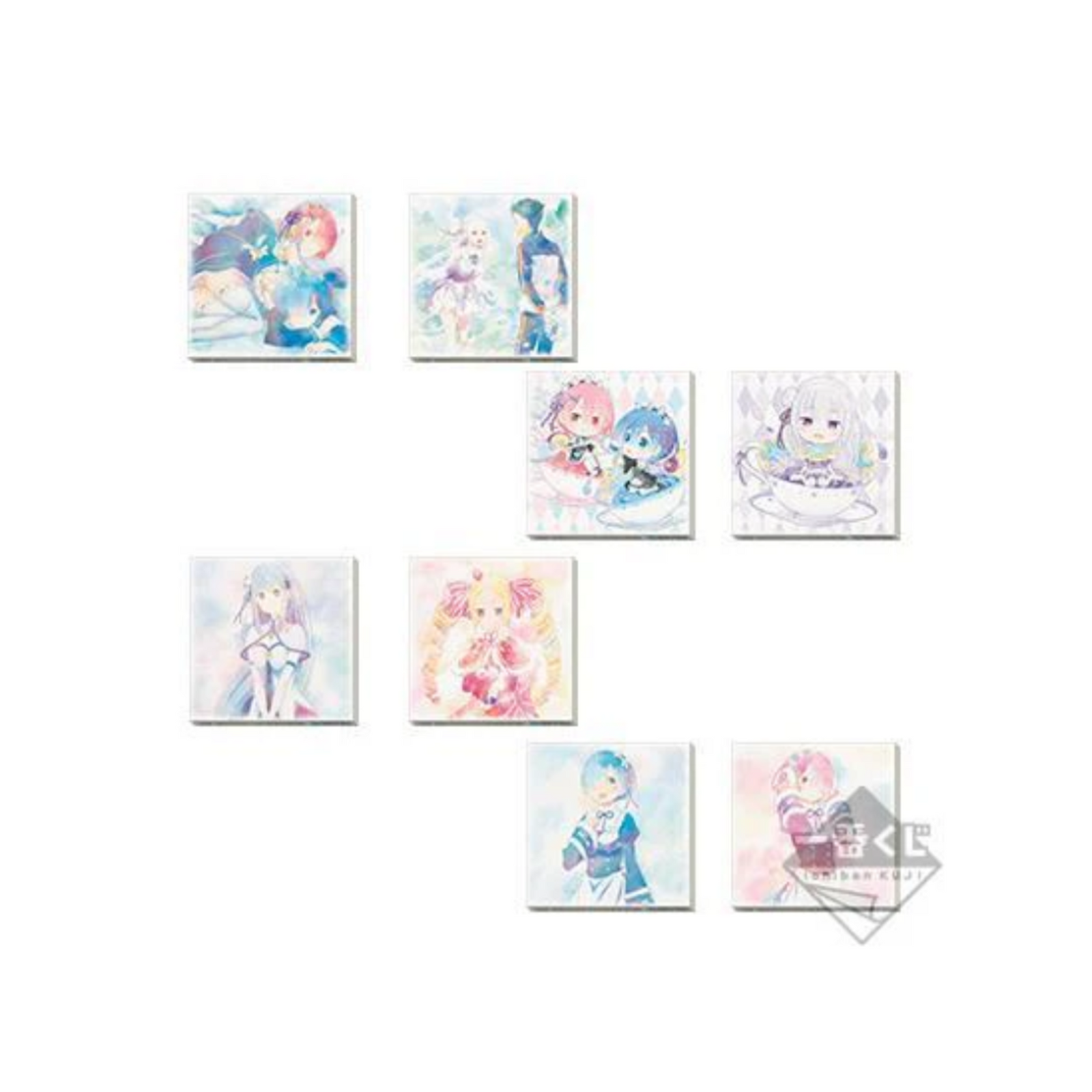 Ichiban Kuji Re: Zero Starting Life in Another World -Madoro Tea Party- "Prize E - Canvas Board"-Rem & Ram-Bandai-Ace Cards & Collectibles