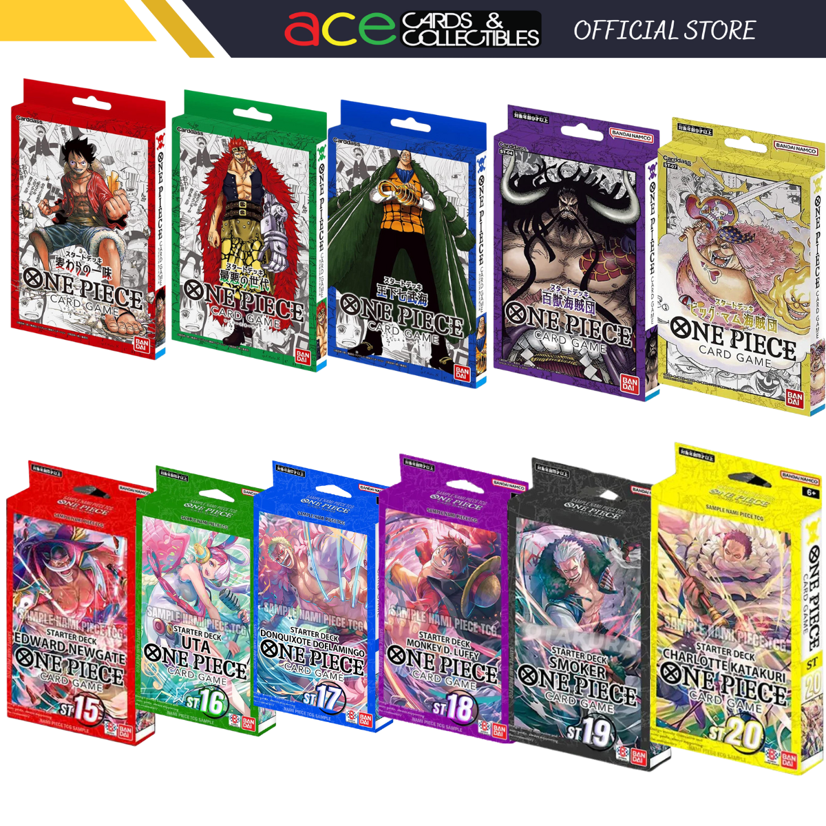 One Piece Card Game Starter Deck(ST-01 -ST-20) (Japanese)-ST01-001 &amp; ST02-00-Bandai-Ace Cards &amp; Collectibles