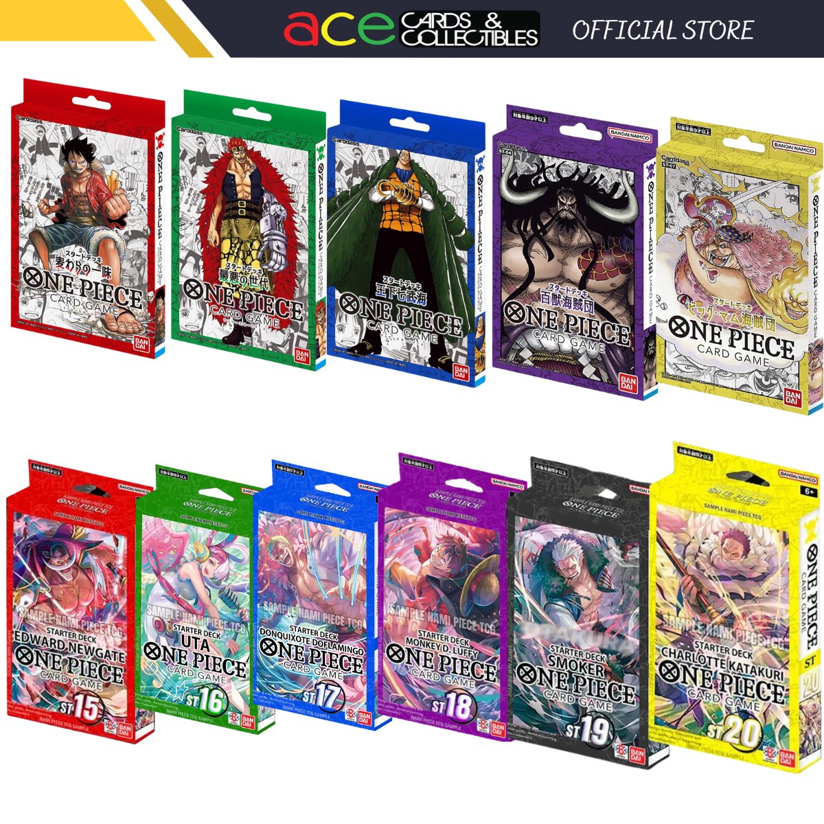 One Piece Card Game Starter Deck(ST-01 -ST-21) (Japanese)-ST01-001 &amp; ST02-00-Bandai-Ace Cards &amp; Collectibles