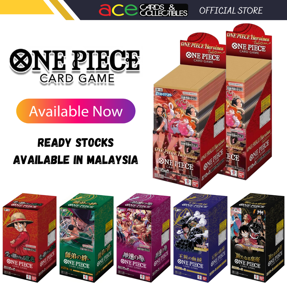 One Piece TCG: Booster Box PRB-02/OP-09/OP-11/OP-12/OP-13/EB-03-PRB-01-Bandai-Ace Cards & Collectibles
