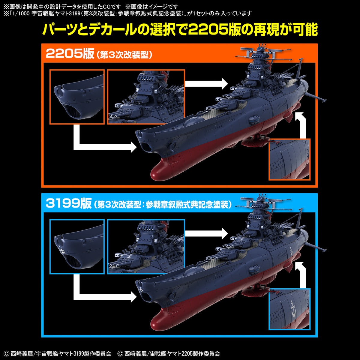 Space Battleship 1/1000 Plastic Model Kit Yamato 3199-Bandai-Ace Cards &amp; Collectibles