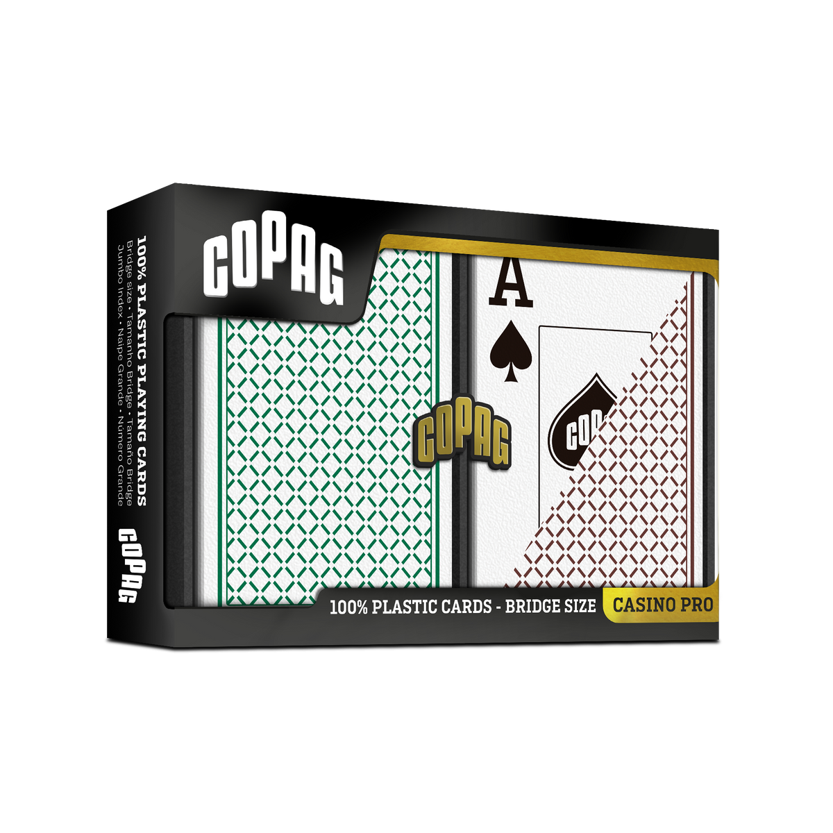 Copag 100% Plastic Poker - Casino Pro Bridge Size Jumbo Index Green/Brown Double Deck