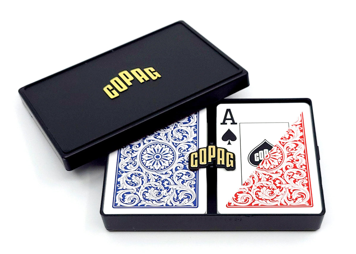 Copag 1546 100% Plastic Playing Cards - Poker Size Jumbo Index Double Deck Set-Black/Gold-Cartamundi-Ace Cards & Collectibles