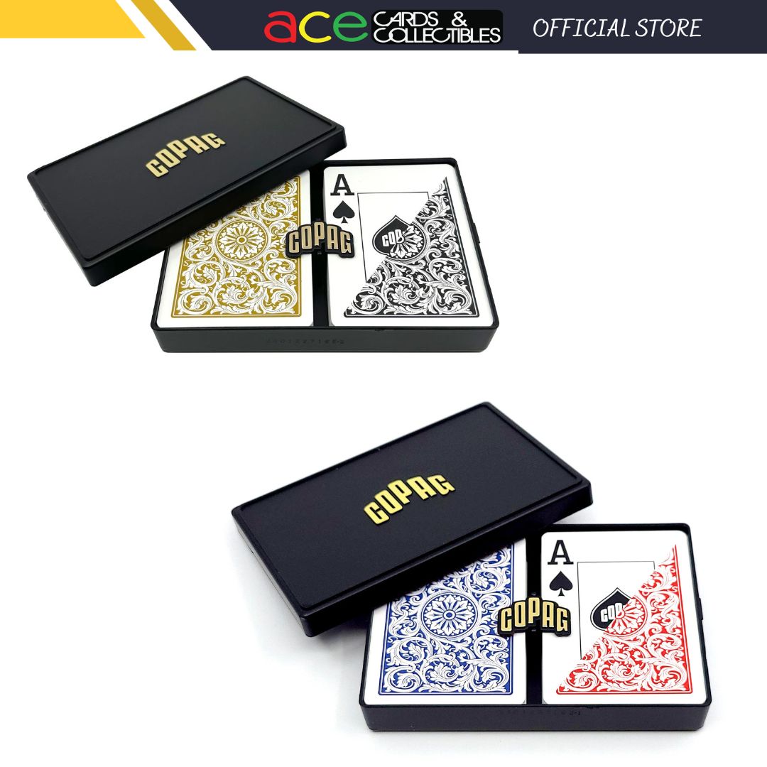 Copag 1546 100% Plastic Playing Cards - Poker Size Jumbo Index Double Deck Set-Black/Gold-Cartamundi-Ace Cards & Collectibles