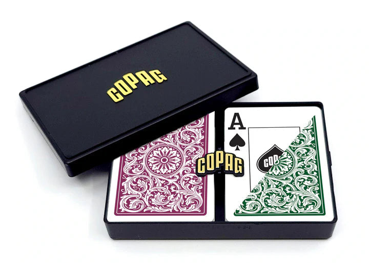 Copag 1546 100% Plastic Playing Cards - Poker Size Jumbo Index Double Deck Set-Green/Burgundy-Cartamundi-Ace Cards &amp; Collectibles