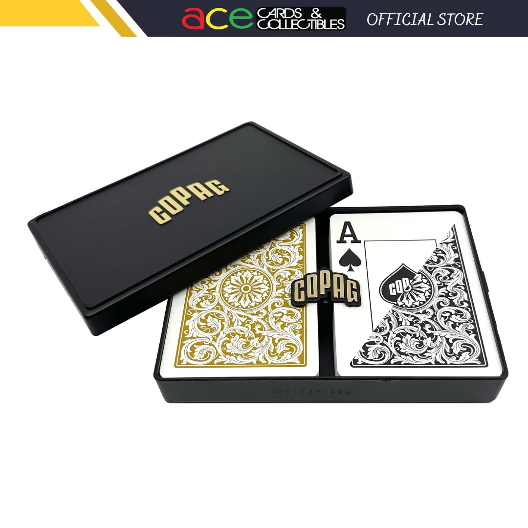 Copag 1546 100% Plastic Playing Cards - Standard Size Jumbo Index Black/Gold Double Deck Set-Cartamundi-Ace Cards & Collectibles