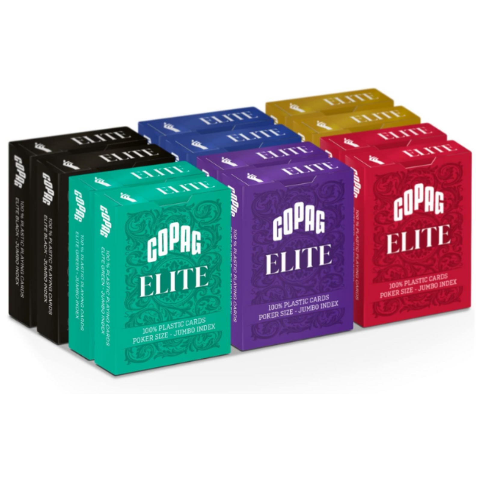 Copag Elite 100% Plastic Playing Cards - Poker Size Jumbo Index Single Deck-Green-Cartamundi-Ace Cards & Collectibles