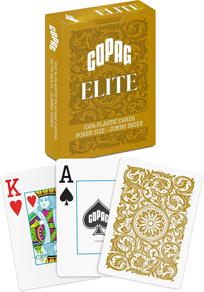 Copag Elite 100% Plastic Playing Cards - Poker Size Jumbo Index Single Deck-Yellow-Cartamundi-Ace Cards & Collectibles