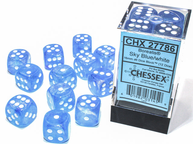 Chessex Dice Borealis Polyhedral 16mm D6 Dice Set-Light Green/Gold-Chessex-Ace Cards & Collectibles