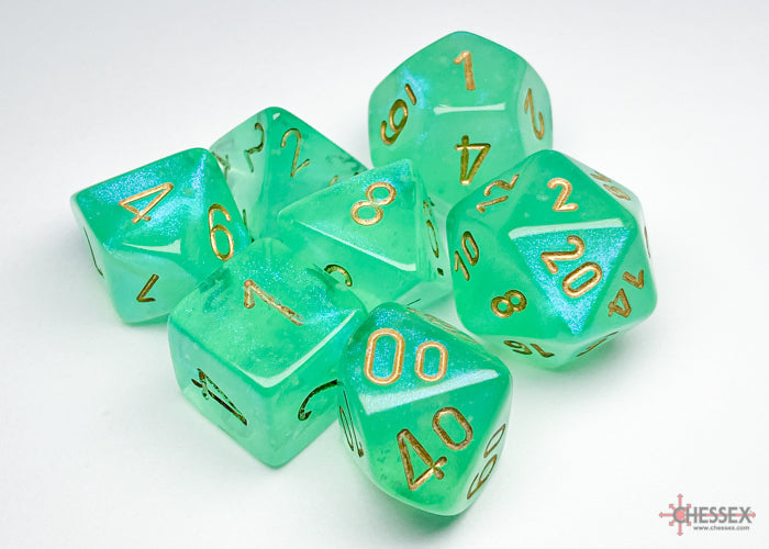 Chessex Dice Borealis Polyhedral 7-Dice Set-Sky Blue/White Luminary-Chessex-Ace Cards &amp; Collectibles