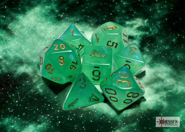 Chessex Dice Borealis Polyhedral 7-Dice Set-Sky Blue/White Luminary-Chessex-Ace Cards &amp; Collectibles