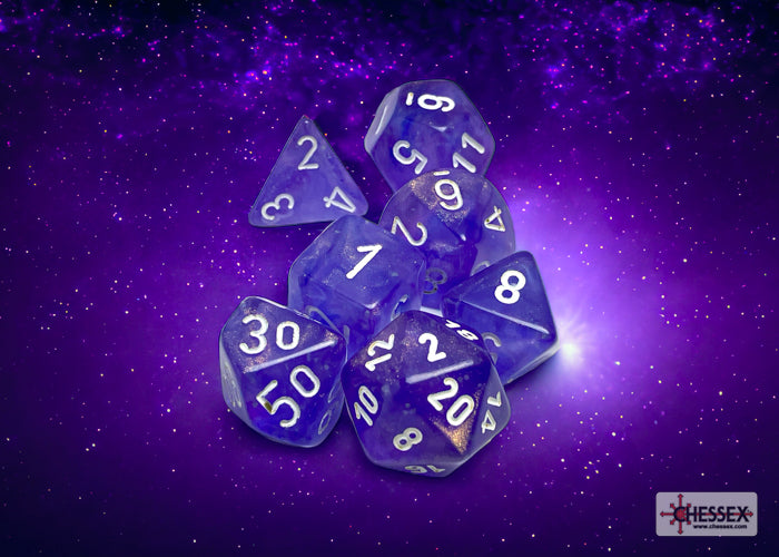 Chessex Dice Borealis Polyhedral 7-Dice Set-Sky Blue/White Luminary-Chessex-Ace Cards &amp; Collectibles