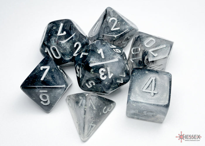 Chessex Dice Borealis Polyhedral 7-Dice Set-Sky Blue/White Luminary-Chessex-Ace Cards &amp; Collectibles