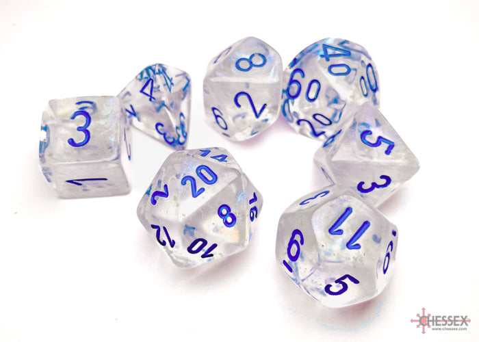 Chessex Dice Borealis Polyhedral 7-Dice Set-Sky Blue/White Luminary-Chessex-Ace Cards &amp; Collectibles