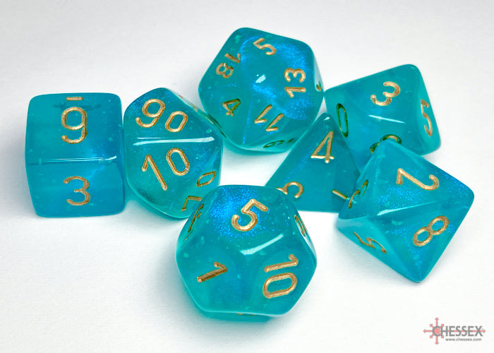 Chessex Dice Borealis Polyhedral 7-Dice Set-Sky Blue/White Luminary-Chessex-Ace Cards &amp; Collectibles